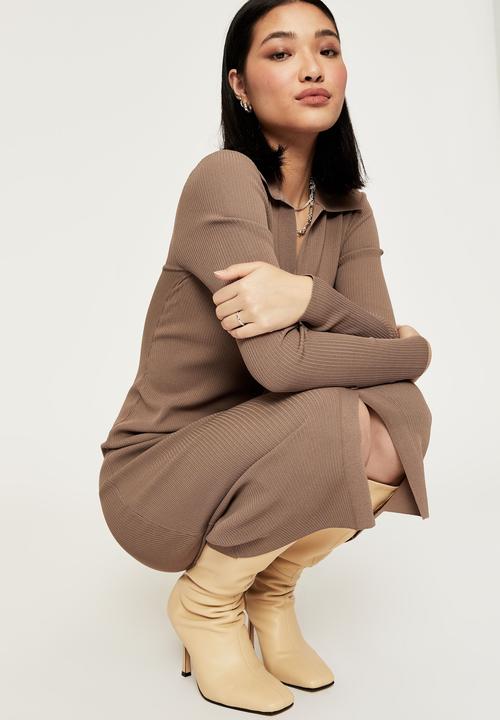 Supré  - Marcy knit cardigan midi dress - mink brown