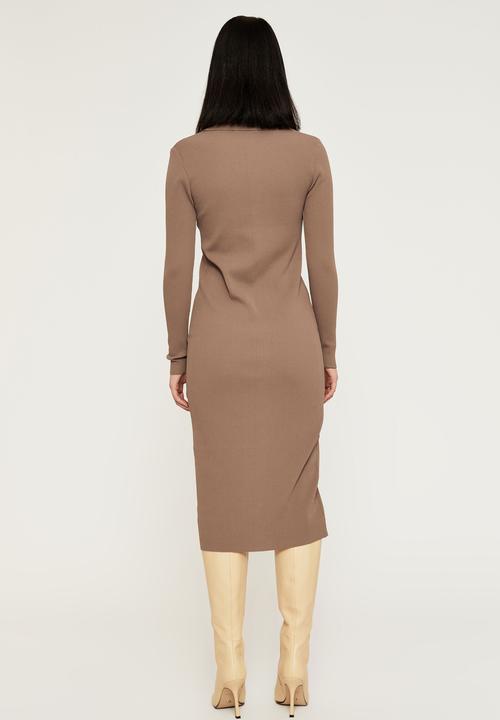 Supré  - Marcy knit cardigan midi dress - mink brown
