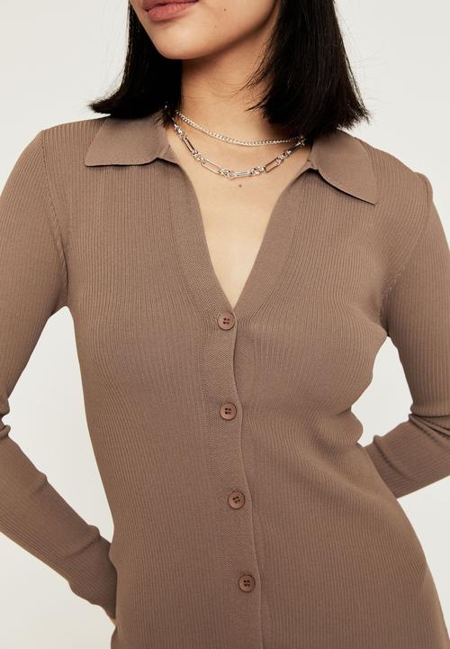 Supré  - Marcy knit cardigan midi dress - mink brown