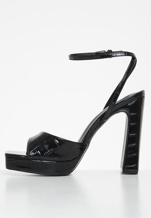 Z_Code_Z - Paola ankle tie square toe heel - black patent croc
