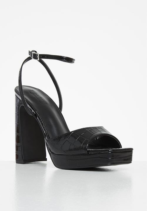 Z_Code_Z - Paola ankle tie square toe heel - black patent croc