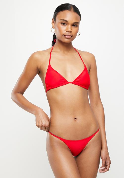 dailyfriday - 3 Piece bikini and cover up set - red