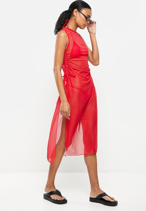 dailyfriday - 3 Piece bikini and cover up set - red
