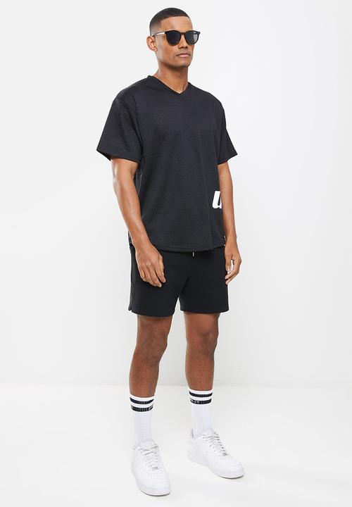 urban° - Urban oversized birdseye printed tee - black