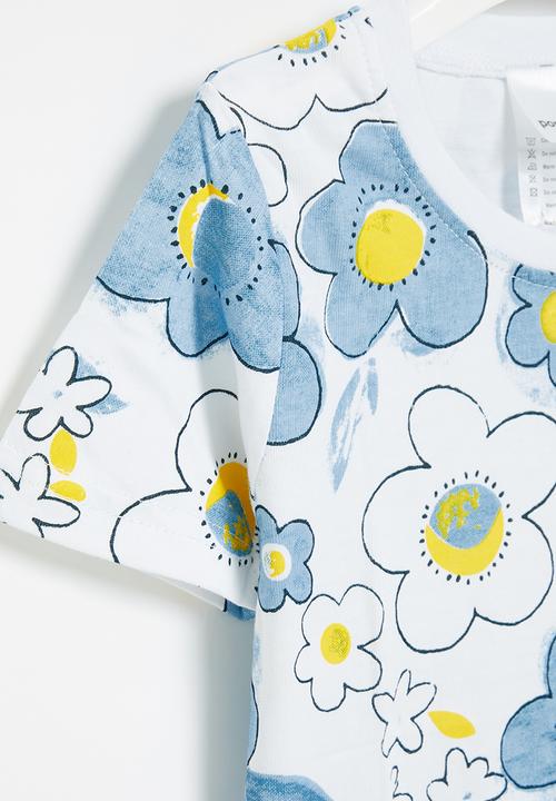 Pop Candy - Printed tee - white & blue
