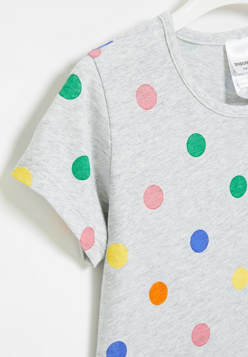 Pop Candy - Girls polka dot dress - grey