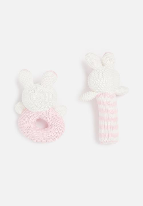 Pop Candy - Baby soft toy - pink &n white 