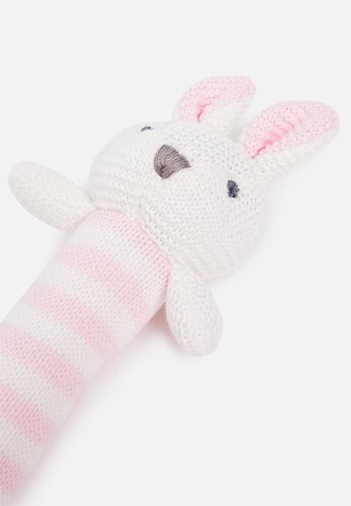 Pop Candy - Baby soft toy - pink &n white 