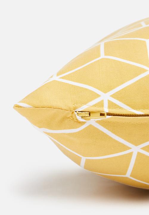 Sixth Floor - Cube geo cushion cover - mustard
