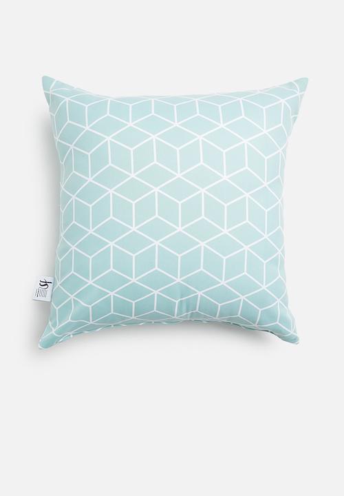 Sixth Floor - Cube geo cushion cover - duckegg
