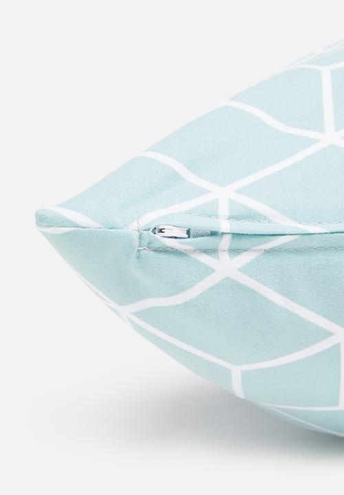 Sixth Floor - Cube geo cushion cover - duckegg