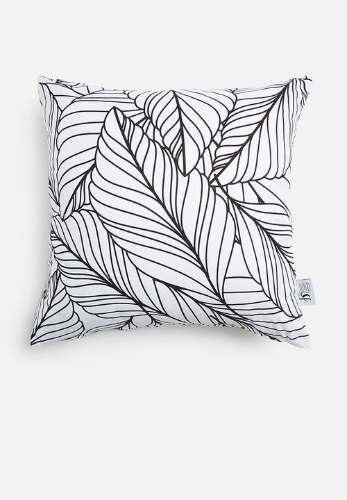 Sixth Floor - Leavine art cushion cover - black & white