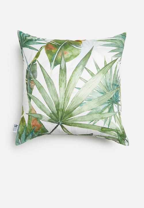 Sixth Floor - Tropivary cushion cover - green & white 