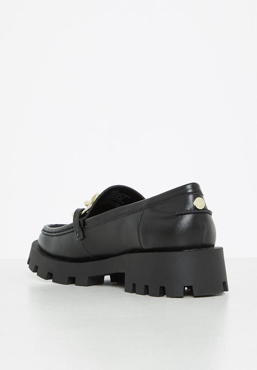 Steve Madden - Mix up leather lug sole loafer - black