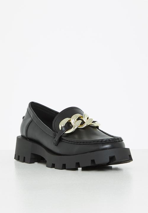 Steve Madden - Mix up leather lug sole loafer - black