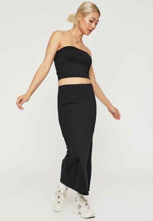 Supré  - Paris split midi skirt - black