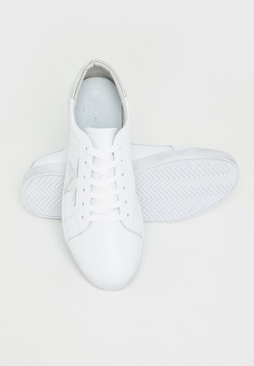 Julz - Zen leather sneaker - white & silver
