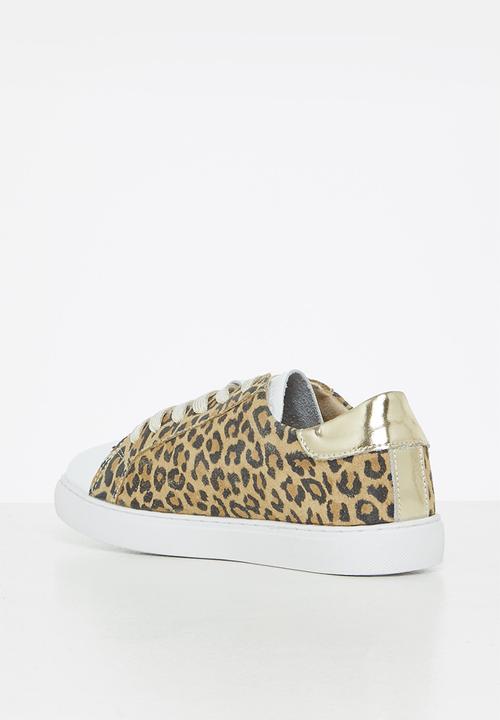 Julz - Dylan leather sneaker - tan & white 