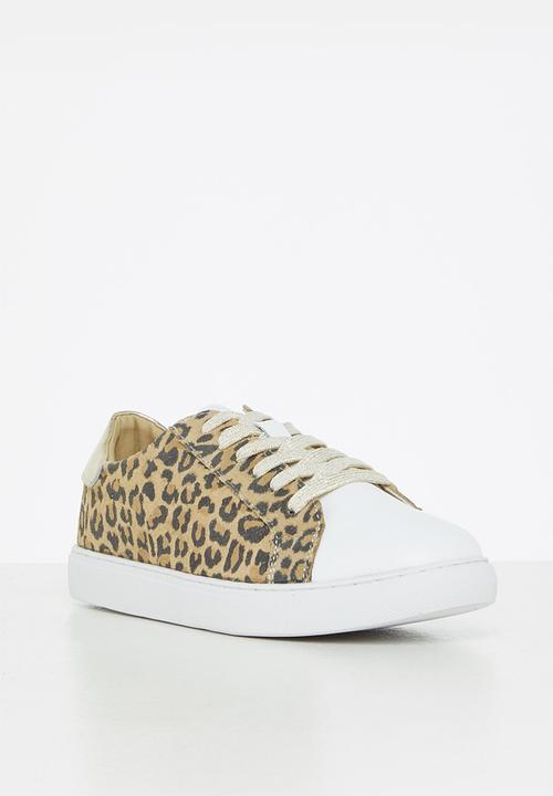 Julz - Dylan leather sneaker - tan & white 
