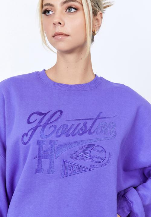 Factorie - Slouchy premium graphic crew - blue iris/houston