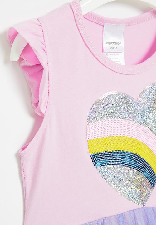 Pop Candy - Heart rainbow dress - pink