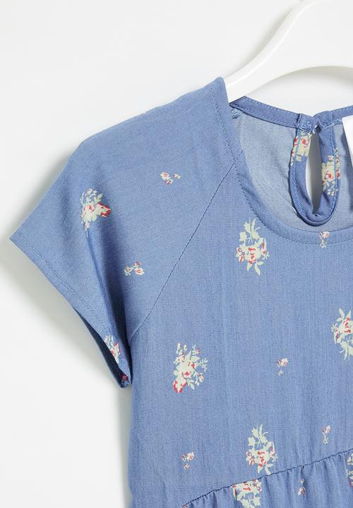Pop Candy - Girls denim tiered dress - blue