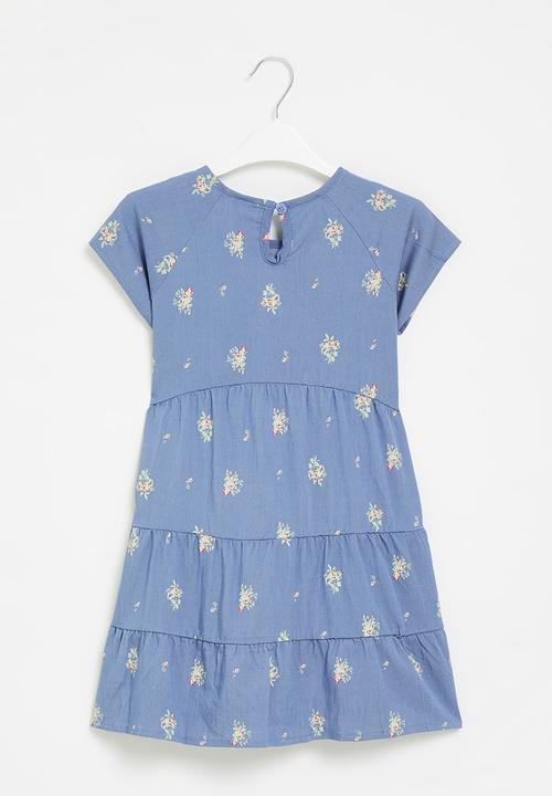 Pop Candy - Girls denim tiered dress - blue