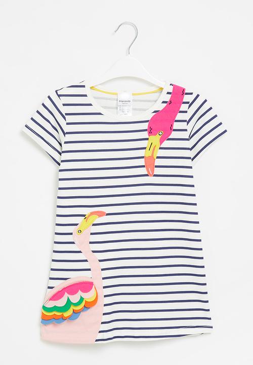 Pop Candy - Girls stripe flamingo dress - multi