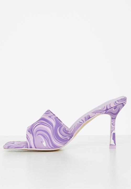 Public Desire - Swirl it square toe stiletto mule heel - lilac 