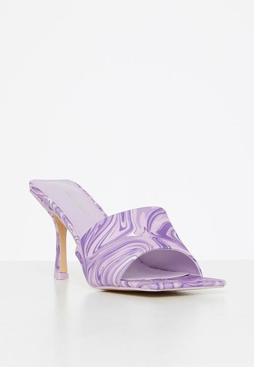 Public Desire - Swirl it square toe stiletto mule heel - lilac 