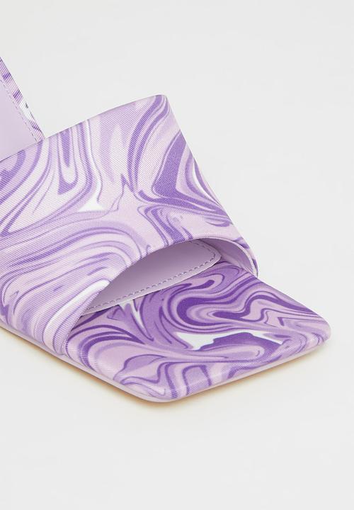Public Desire - Swirl it square toe stiletto mule heel - lilac 
