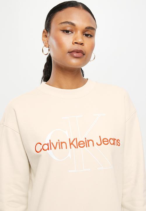 Calvin Klein - Two tone monogram hwk dress - eggshell