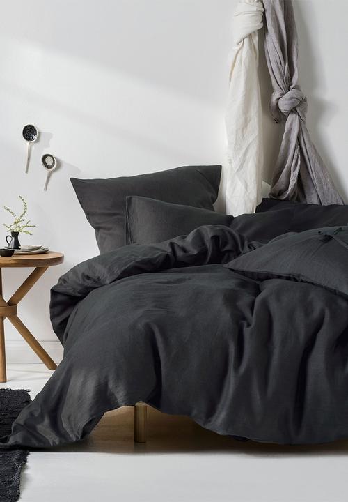 Linen House - Nimes linen duvet cover set - charcoal