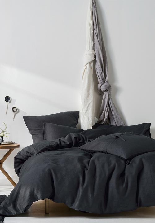Linen House - Nimes linen duvet cover set - charcoal
