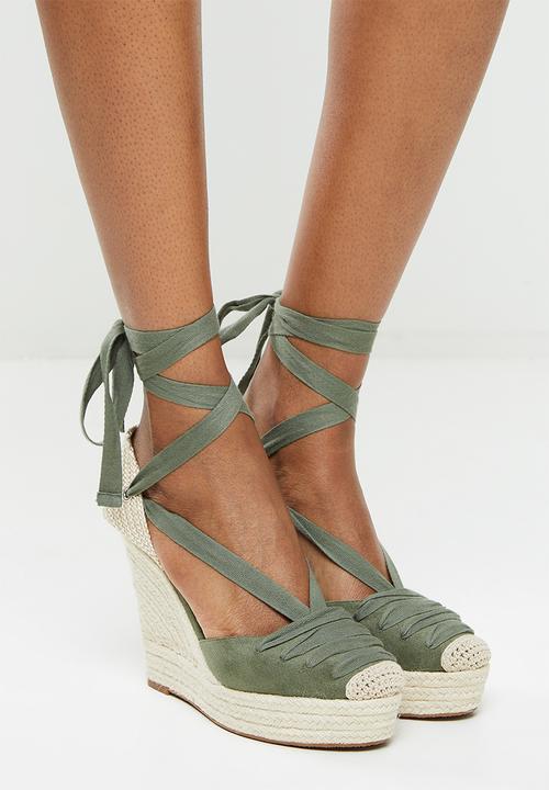 Miss Black - Moniker1 espadrille wedge heel - olive