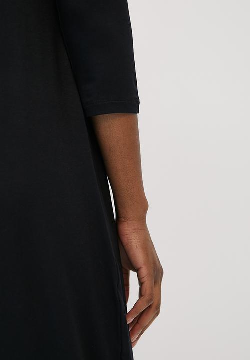 edit - 3/4 Sleeve knit harem jumpsuit - black