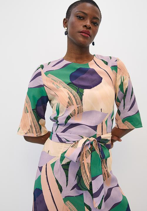 edit - Boxy shell belted jumpsuit - multi