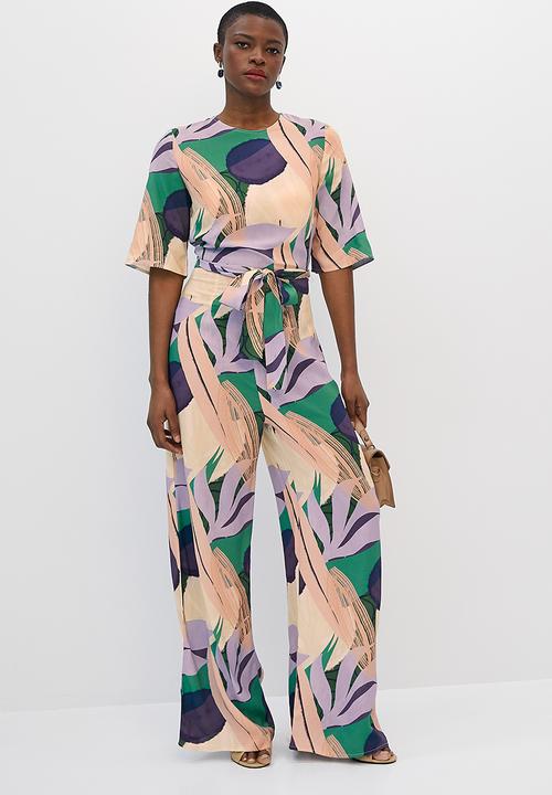 edit - Boxy shell belted jumpsuit - multi