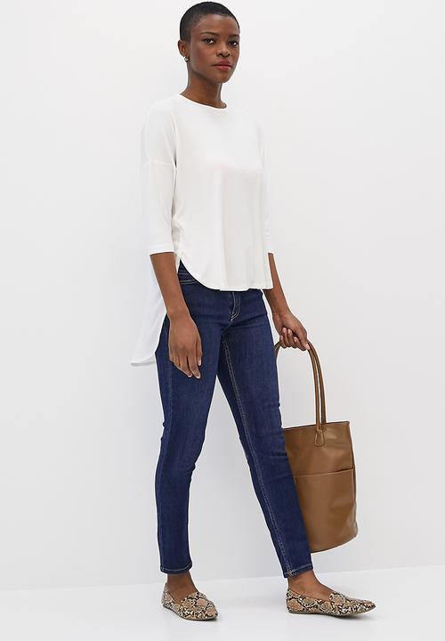 edit - Knit woven combo longline tee - milk