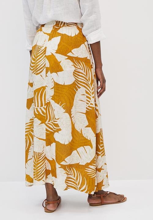 edit - A-line pull on maxi skirt - ochre palm