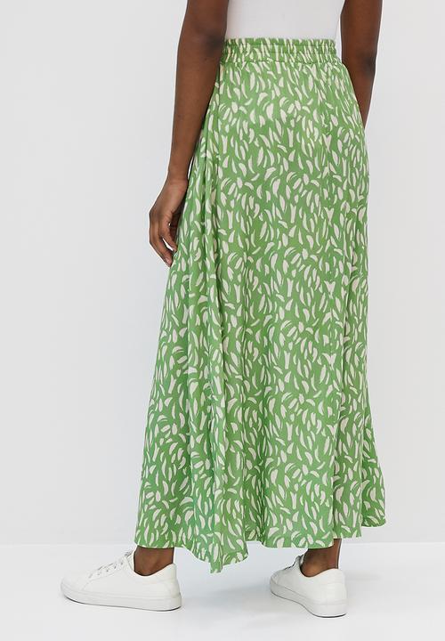 edit - A-line pull on maxi skirt - mono green 