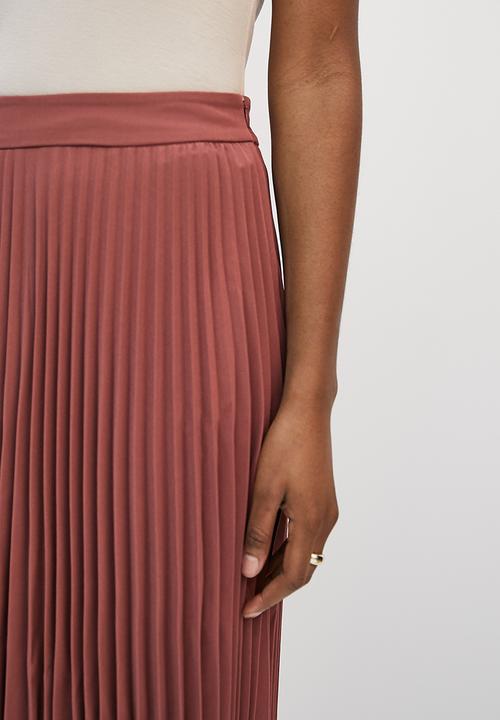 edit - Pleated midaxi skirt - clay