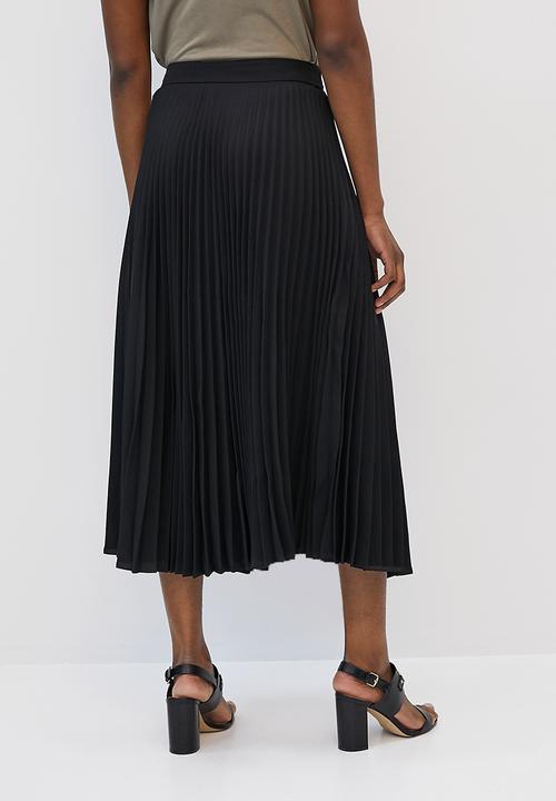 edit - Pleated midaxi skirt - black