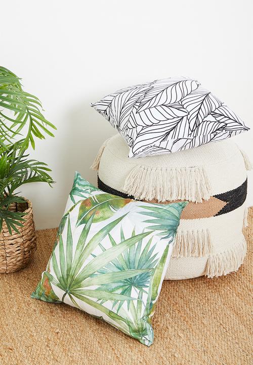 Sixth Floor - Leavine art cushion cover - black & white