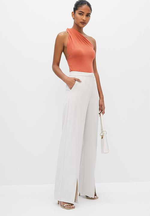 VELVET - Twist shoulder strappy bodysuit -  red ochre