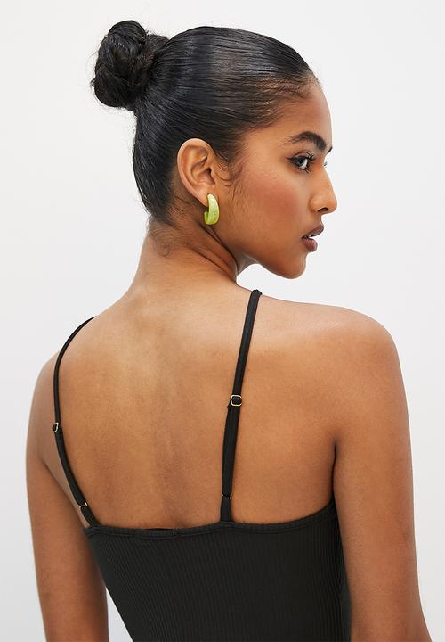 VELVET - Halter dressy rib colunm midi dress - black