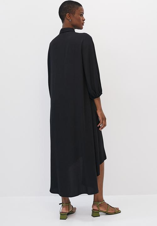 edit - Bellow sleeve a-line shirt dress - black