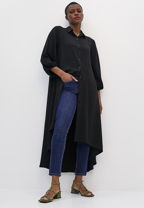 edit - Bellow sleeve a-line shirt dress - black