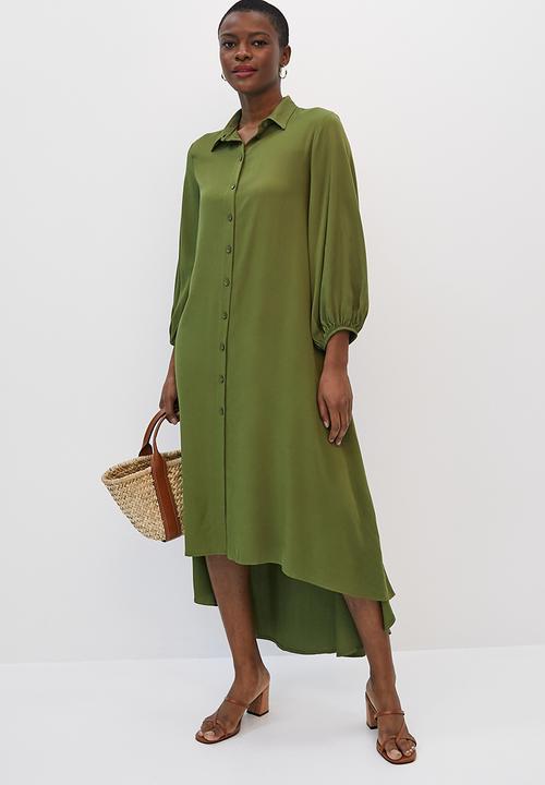 edit - Bellow sleeve a-line shirt dress - khaki