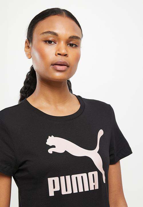 PUMA - Classic metallic logo tee - puma black/rose gold